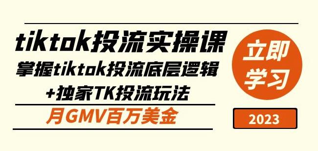 tiktok投流实操课：掌握tiktok投流底层逻辑+独家TK投流玩法月GMV百万美金-买得值资源库