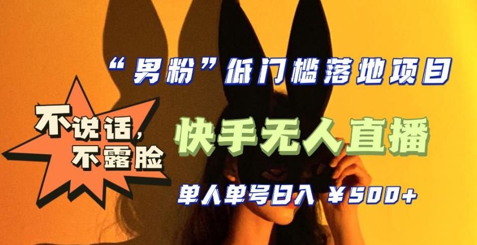 【全新升级】零基础单人单号单晚500+，不说话，不露脸，4月最新超皮实快手无人直播-买得值资源库