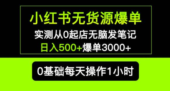 小红书无货源爆单实测从0起店无脑发笔记爆单3000+长期项目可多店-买得值资源库