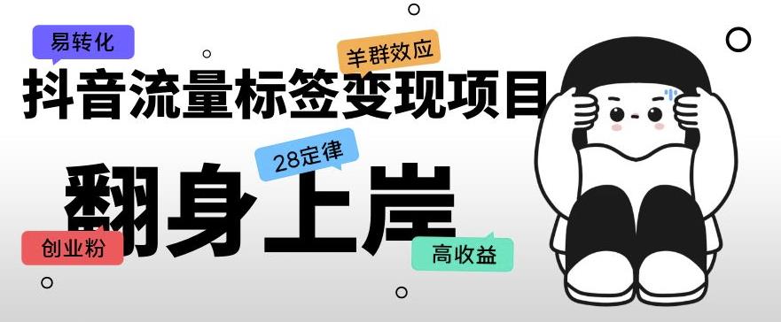 抖音流量标签变现项目，抖音创业粉轻松转化，单价高收益简单-买得值资源库