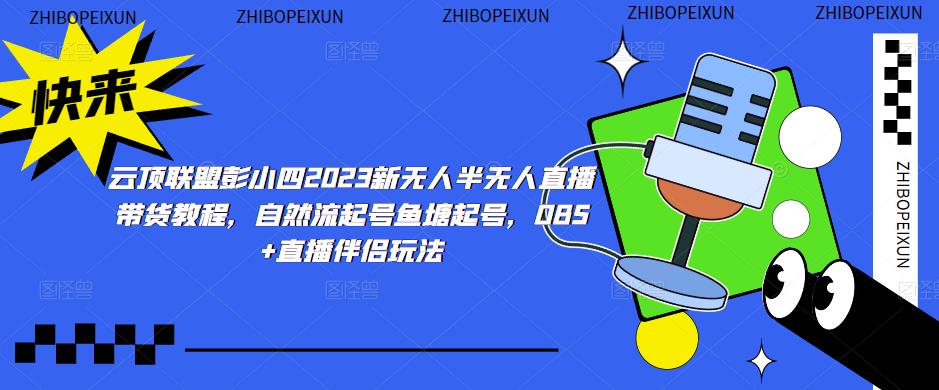 云顶联盟彭小四2023新无人半无人直播带货教程，自然流起号鱼塘起号，OBS+直播伴侣玩法-买得值资源库