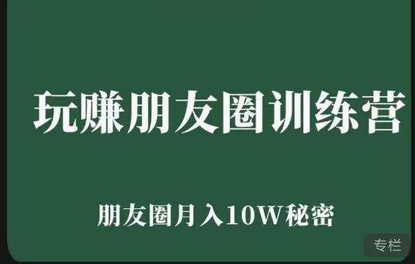 玩赚朋友圈系统课，朋友圈月入10W的秘密，​7天系统图文课程-买得值资源库