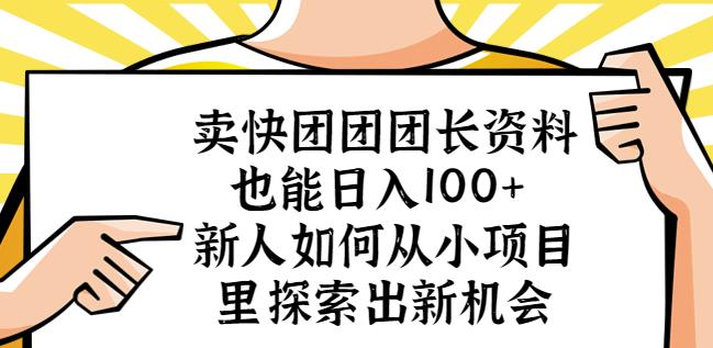 卖快团团团长资料也能日入100+新人如何从小项目里探索出新机会-买得值资源库