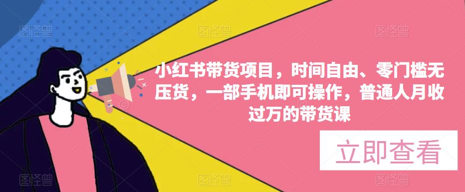 小红书带货项目，时间自由、零门槛无压货，一部手机即可操作，普通人月收过万的带货课-买得值资源库