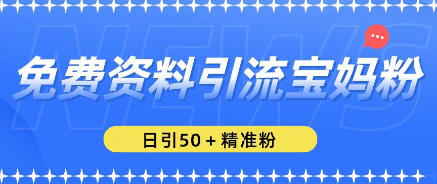 免费资料引流宝妈粉，日引50+精准粉【揭秘】-买得值资源库