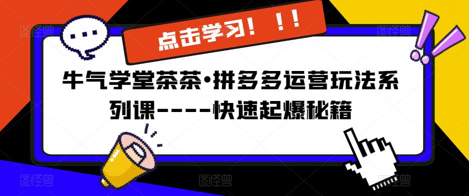 牛气学堂茶茶•拼多多运营玩法系列课—-快速起爆秘籍【更新】-买得值资源库