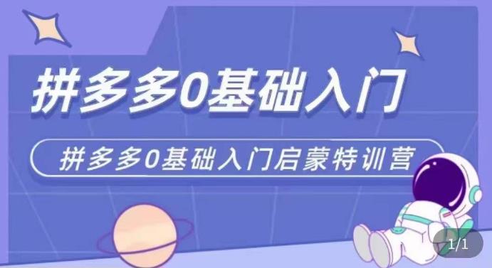 拼多多运营0-1实操特训营，拼多多0基础入门，从基础到进阶的可实操玩法-买得值资源库