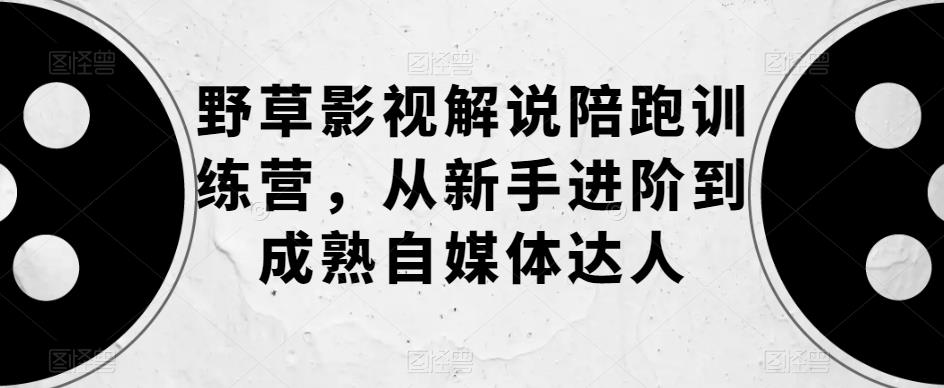 野草影视解说陪跑训练营，从新手进阶到成熟自媒体达人-买得值资源库