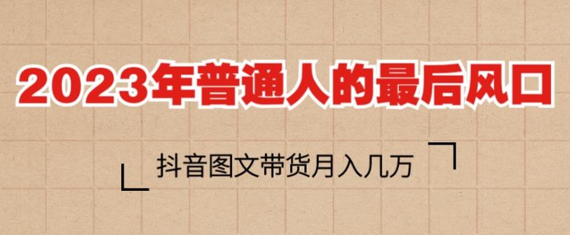 2023年普通人的最后风口，抖音图文带货月入几万，只需一部手机即可操作-买得值资源库