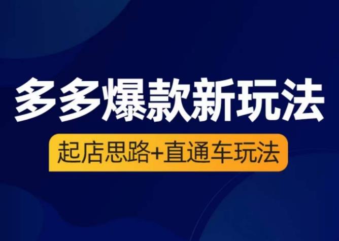 海神·多多爆款新玩法，​起店思路+直通车玩法（3节精华课）-买得值资源库