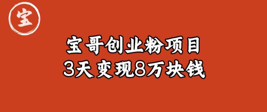 宝哥IP图文创业粉引流项目实战分享：单个账号3天涨粉1万，变现8万块钱（图文教程）【揭秘】-买得值资源库