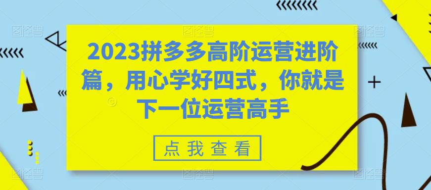 2023拼多多高阶运营进阶篇，用心学好四式，你就是下一位运营高手-买得值资源库