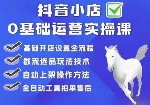 白马电商·0基础抖店运营实操课，基础开店设置全流程，截流选品玩法技术-买得值资源库