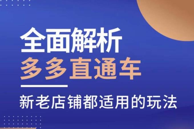 全面解析多多直通车，​新老店铺都适用的玩法-买得值资源库