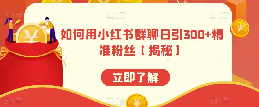如何用小红书群聊日引300+精准粉丝【揭秘】-买得值资源库