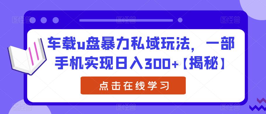车载u盘暴力私域玩法，一部手机实现日入300+【揭秘】-买得值资源库