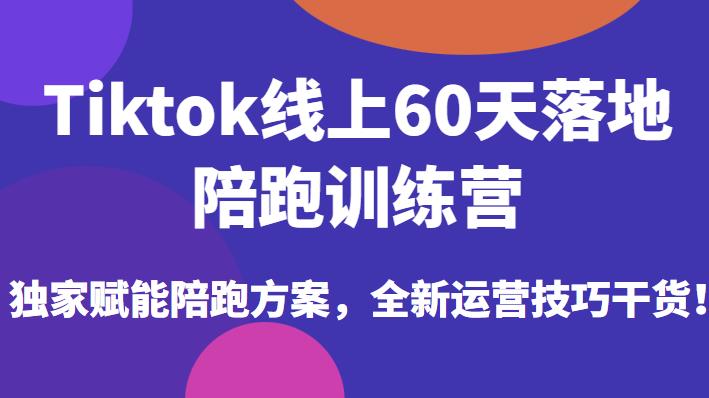 Tiktok线上60天落地陪跑训练营，独家赋能陪跑方案，全新运营技巧干货-买得值资源库