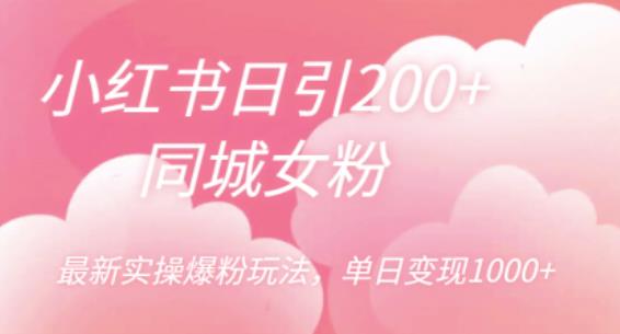 小红书日引200+同城女粉，最新实操爆粉玩法，单日变现1000+【揭秘】-买得值资源库