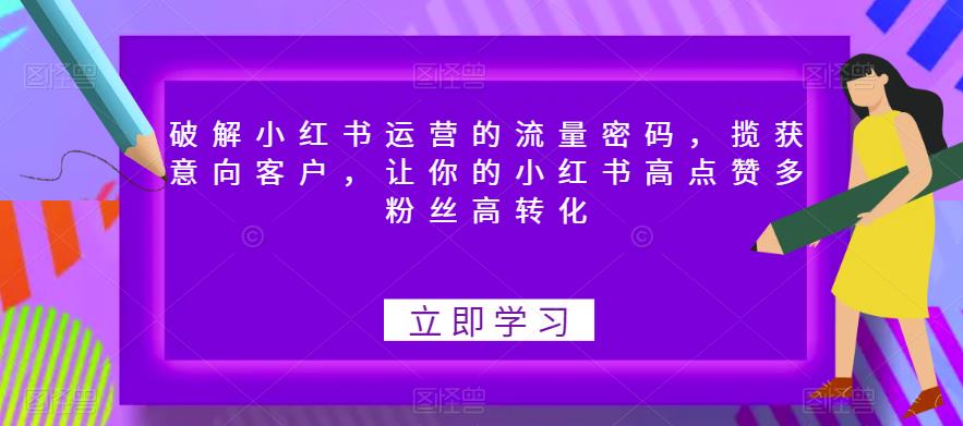 破解小红书运营的流量密码，揽获意向客户，让你的小红书高点赞多粉丝高转化-买得值资源库