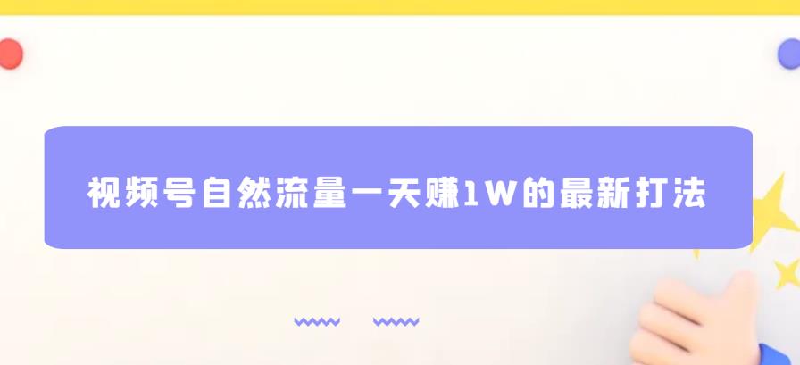视频号自然流量一天赚1W的最新打法，基本0投资【揭秘】-买得值资源库