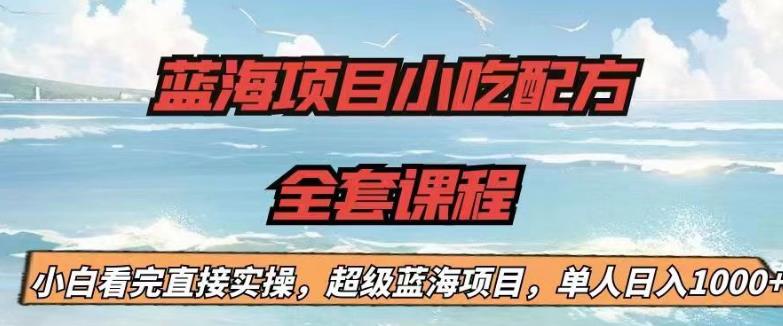 蓝海项目小吃配方全套课程，小白看完直接实操，单人日入1000+【揭秘】-买得值资源库