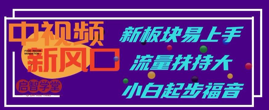 中视频新风口，新板块易上手，流量扶持大，小白起步福音【揭秘】-买得值资源库