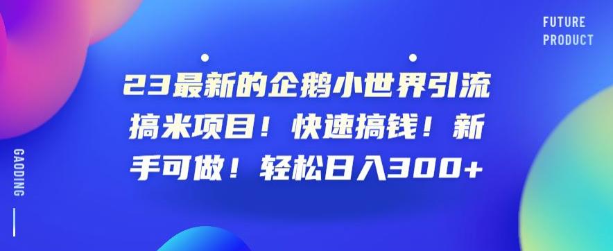 23最新的企鹅小世界引流搞米项目！快速搞钱！新手可做！轻松日入300+【揭秘】-买得值资源库