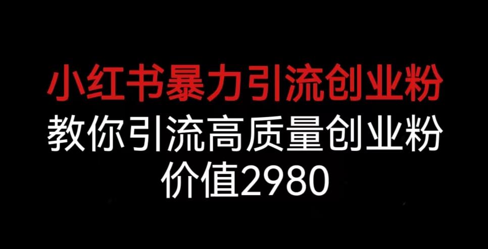 小红书暴力引流创业粉，教你引流高质量创业粉，价值2980【揭秘】-买得值资源库