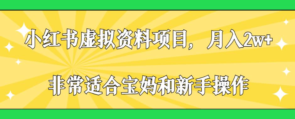 小红书虚拟资料项目，月入2w+，非常适合宝妈和新手操作【揭秘】-买得值资源库