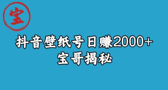 宝哥抖音壁纸号日赚2000+，不需要真人露脸就能操作【揭秘】-买得值资源库