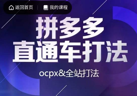 互力·拼多多直通车打法，ocpx&全站打法-买得值资源库