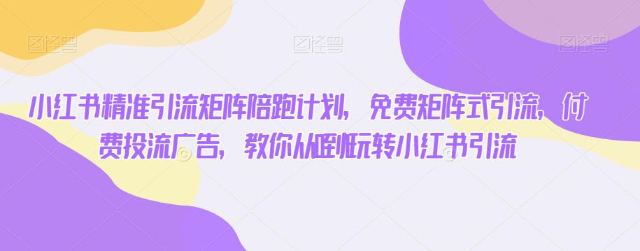 小红书精准引流矩阵陪跑计划，免费矩阵式引流，付费投流广告，教你从0到1玩转小红书引流-买得值资源库