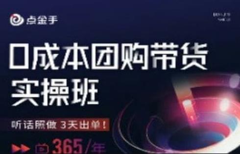 点金手0成本团购带货实操班，听话照做3天出单-买得值资源库