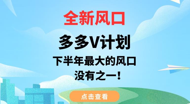 全新风口，多多V计划，下半年最大的风口项目，没有之一【揭秘】-买得值资源库