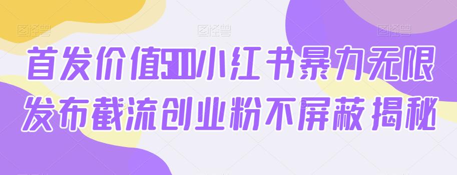 首发价值5100小红书暴力无限发布截流创业粉不屏蔽揭秘-买得值资源库