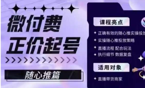 微付费正价起号（随心推篇），正确有效的随心推实操投放-买得值资源库