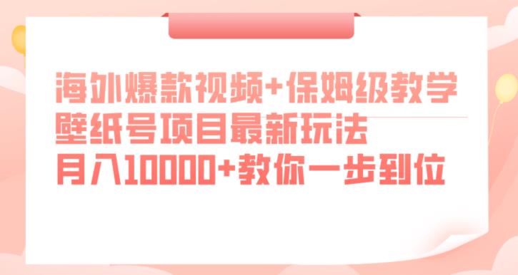 海外爆款视频+保姆级教学，壁纸号项目最新玩法，月入10000+教你一步到位【揭秘】-买得值资源库