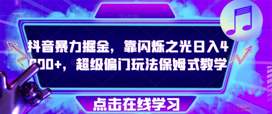 抖音暴力掘金，靠闪烁之光日入4000+，超级偏门玩法保姆式教学-买得值资源库