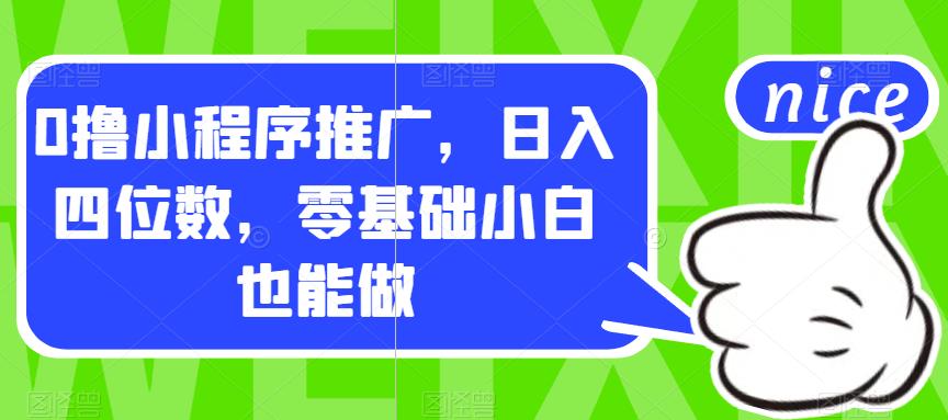0撸小程序推广，日入四位数，零基础小白也能做【揭秘】-买得值资源库
