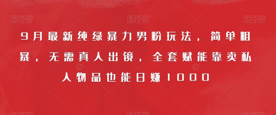 9月最新纯绿暴力男粉玩法，简单粗暴，无需真人出镜，全套赋能靠卖私人物品也能日赚1000-买得值资源库