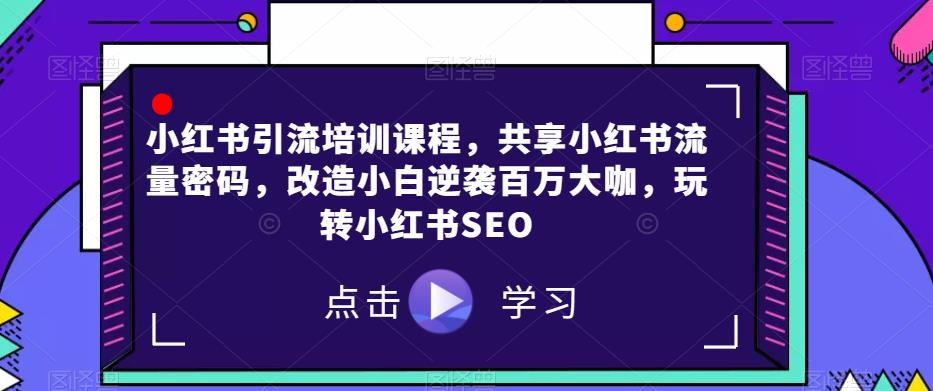 小红书引流培训课程，共享小红书流量密码，改造小白逆袭百万大咖，玩转小红书SEO-买得值资源库