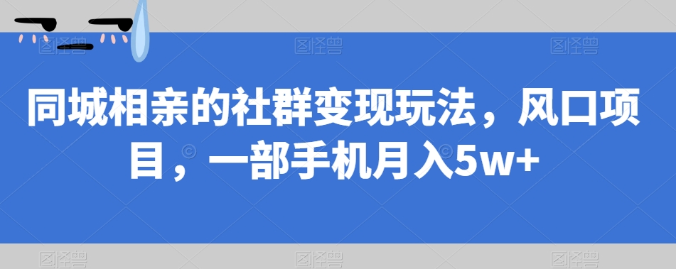 同城相亲的社群变现玩法，风口项目，一部手机月入5w+【揭秘】-买得值资源库