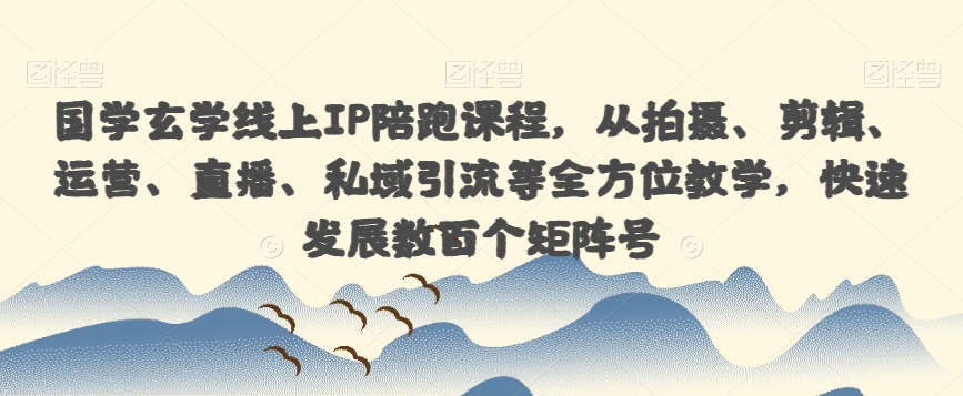 国学玄学线上IP陪跑课程，从拍摄、剪辑、运营、直播、私域引流等全方位教学，快速发展数百个矩阵号-买得值资源库