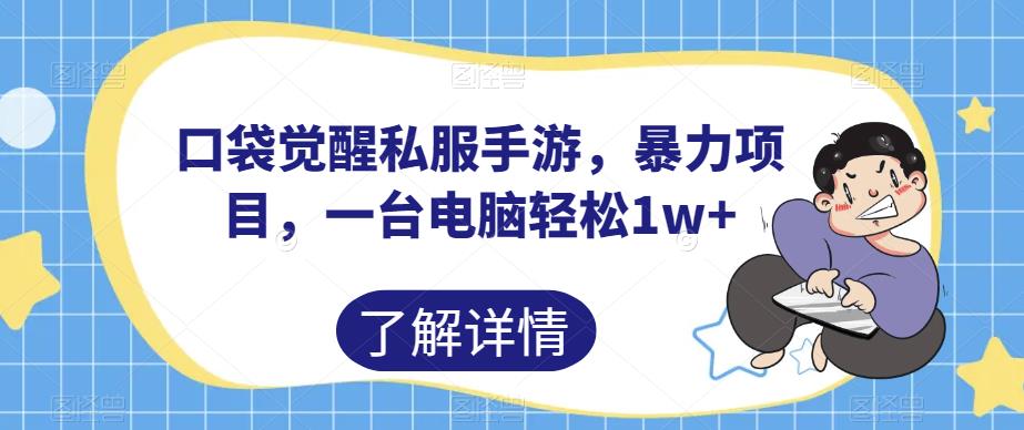 口袋觉醒私服手游，暴力项目，一台电脑轻松1w+【揭秘】-买得值资源库