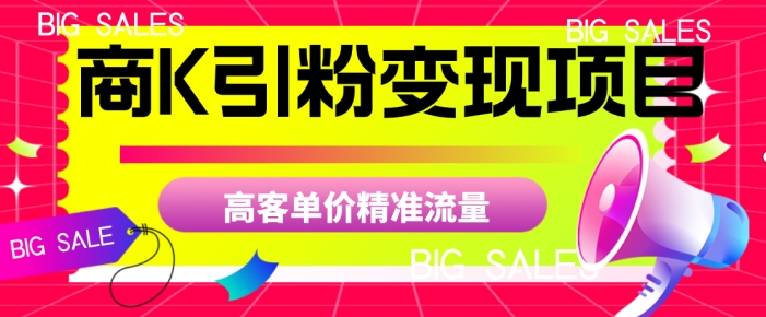 商K引粉变现项目，高客单价精准流量【揭秘】-买得值资源库