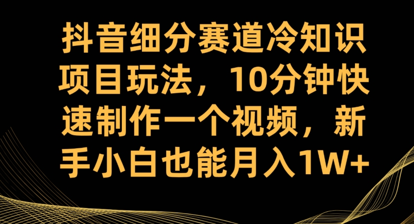 抖音细分赛道冷知识项目玩法，10分钟快速制作一个视频，新手小白也能月入1W+【揭秘】-买得值资源库