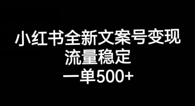 小红书全新文案号变现，流量稳定，一单收入500+-买得值资源库