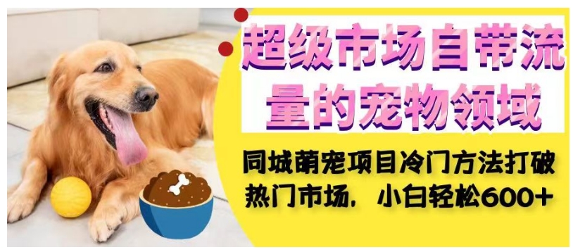 超级市场自带流量的宠物领域，同城萌宠项目冷门方法打破热门市场，小白轻松600+-买得值资源库