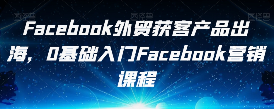 Facebook外贸获客产品出海，0基础入门Facebook营销课程-买得值资源库