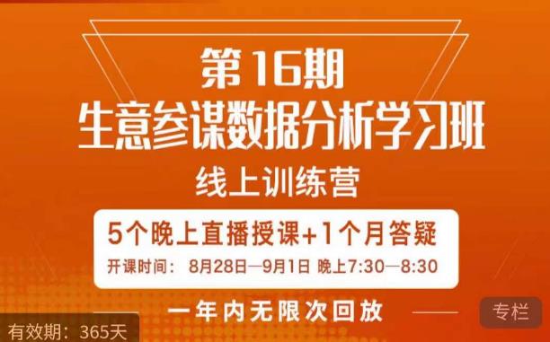宁静·生意参谋数据分析学习班，解决商家4大痛点，学会分析数据，打造爆款！-买得值资源库
